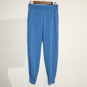 athleta | brooklyn mid rise ankle lightweight chrome blue pants